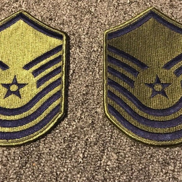 1 PAIR 2 PATCHES 1976-1993 USAF AIR FORCE RANK PATCH SENIOR MASTER SERGEANT E-8 - Picture 5 of 11